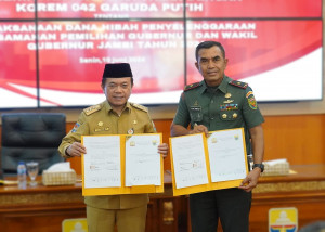 Pemprov Jambi Hibahkan Dana Pengamanan Pilkada Rp5,8 Miliar ke Korem 042/Gapu , PETAJAMBI.COM