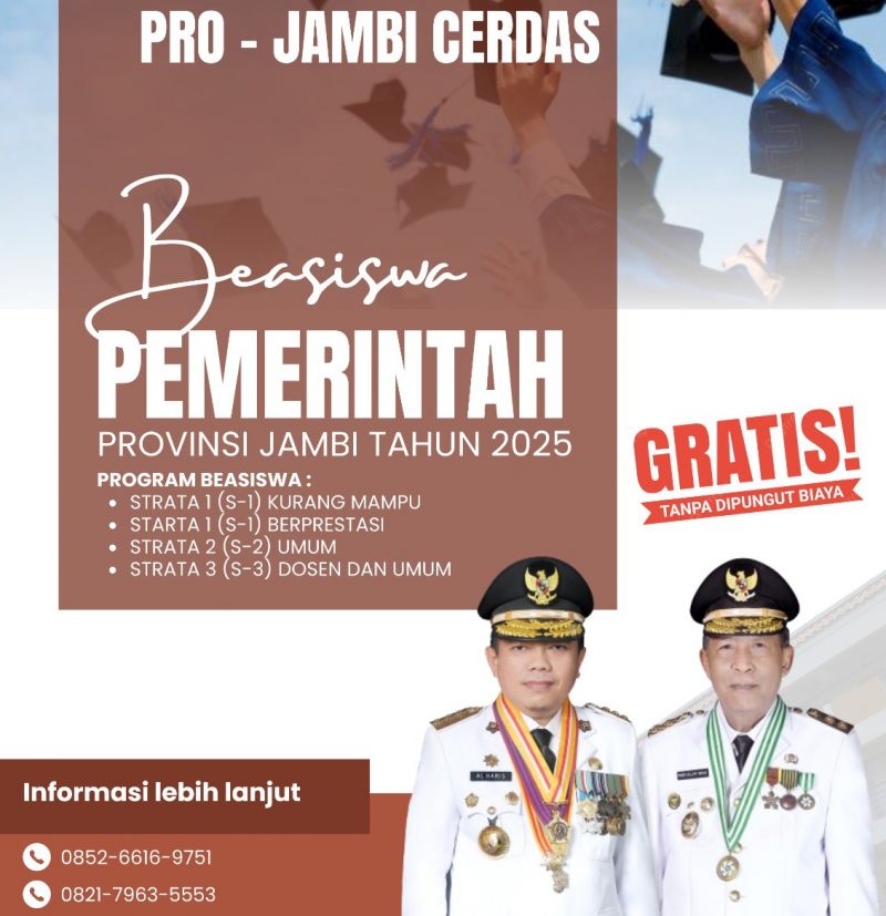 Pemprov Kembali Luncurkan Beasiswa Pro-Jambi Cerdas, Sasar Mahasiswa Tidak Mampu dan Berprestasi, PETAJAMBI.COM